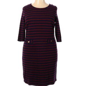 Talboats Women’s Dress Size 2X Petite 100% Cotton Stripes Half Sleeves Red Navy